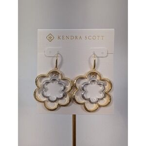 Kendra Scott Susie Open Frame Flower Drop Two Tone Gold Earrings - NEW